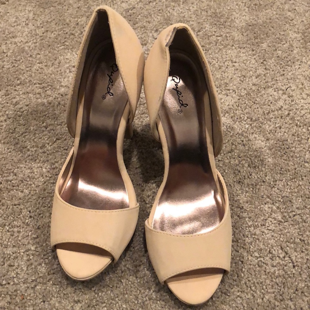 Cream peep toe heels